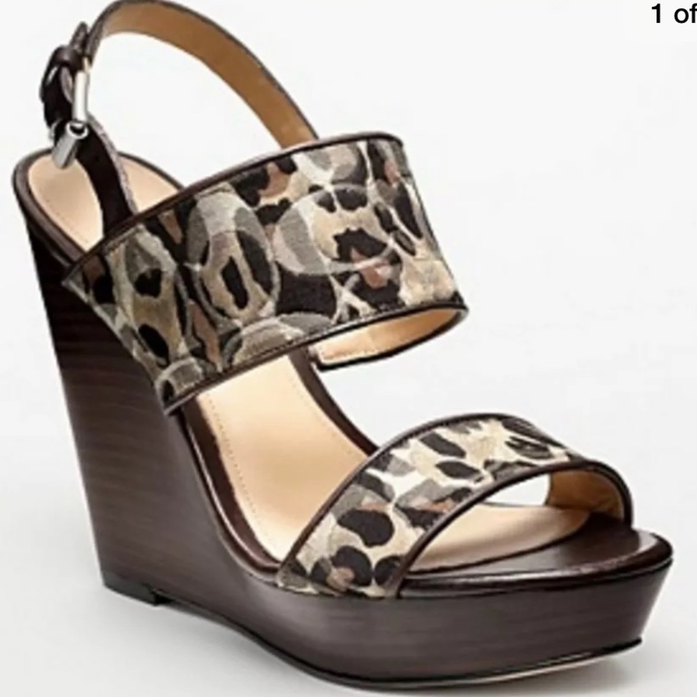 COACH leopard print wedges